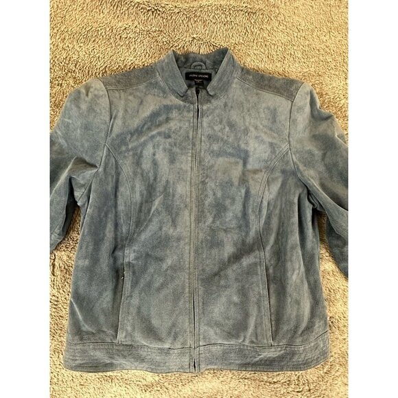 Valerie Stevens 100% Leather Suede Jacket Blue Large - Picture 11 of 14